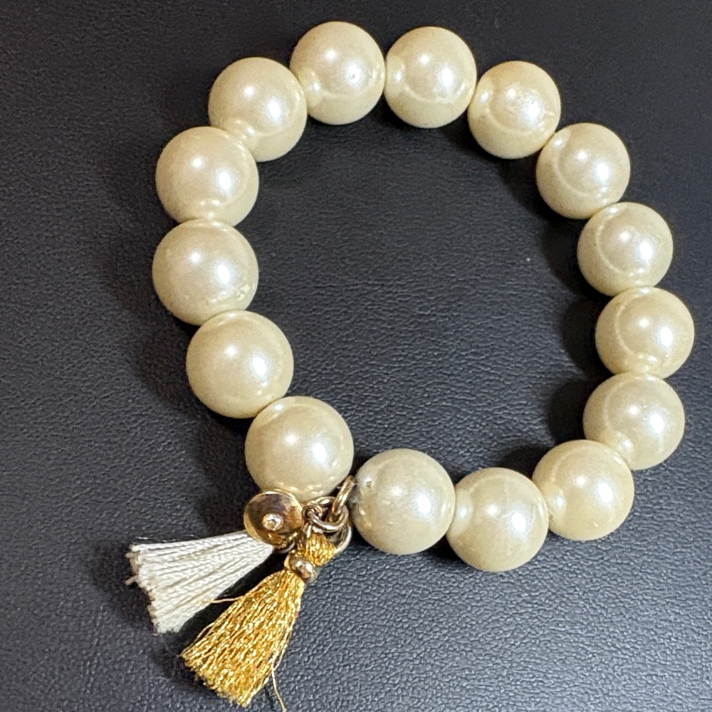 J. Crew faux pearl stretchy bracelet tassel